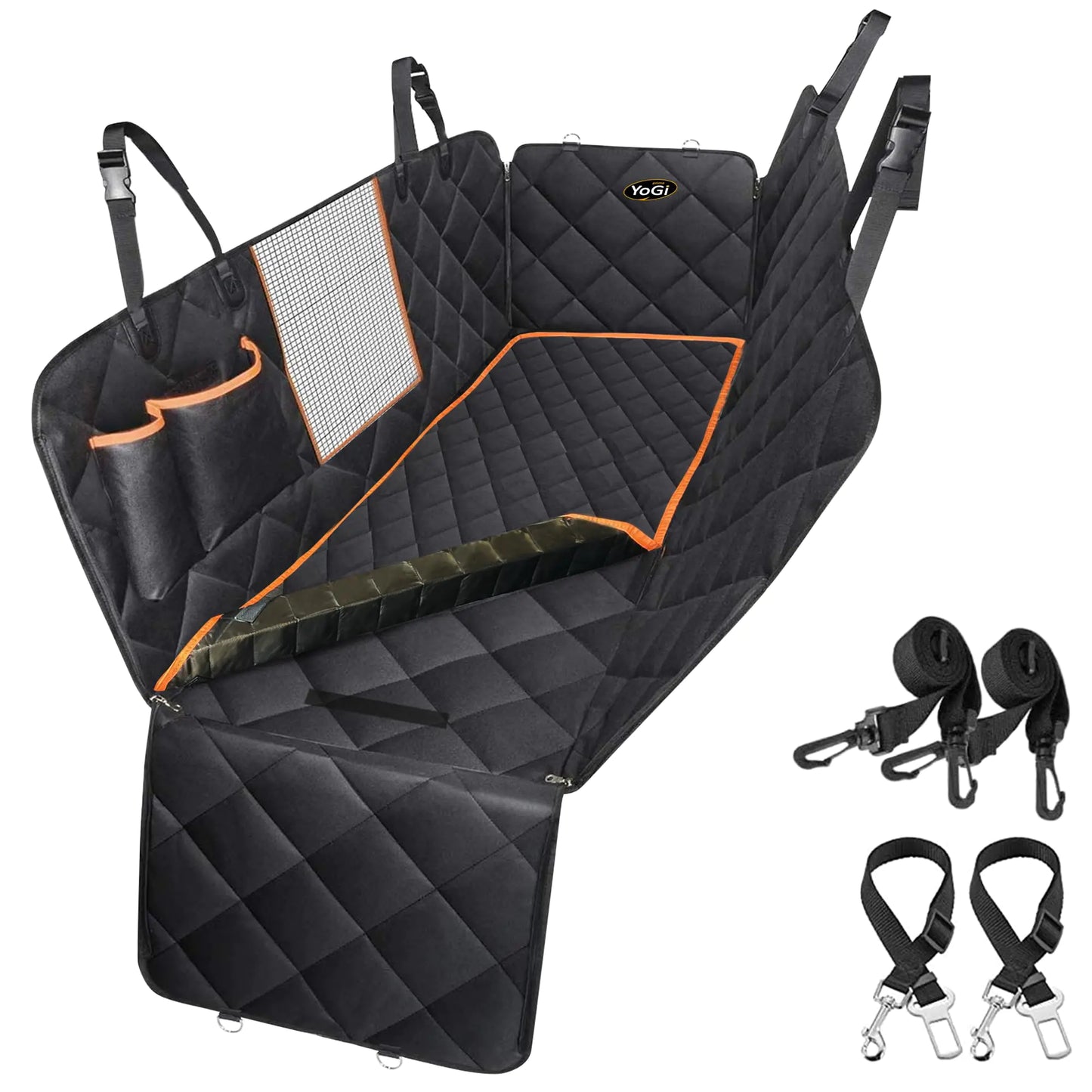 YoGi Prime Dog Car Seat Cover Luxury Dog Car Hammock Style Waterproof Car Seat Covers for Dogs Pet Seat Protectors for Cars SUVs Black-L