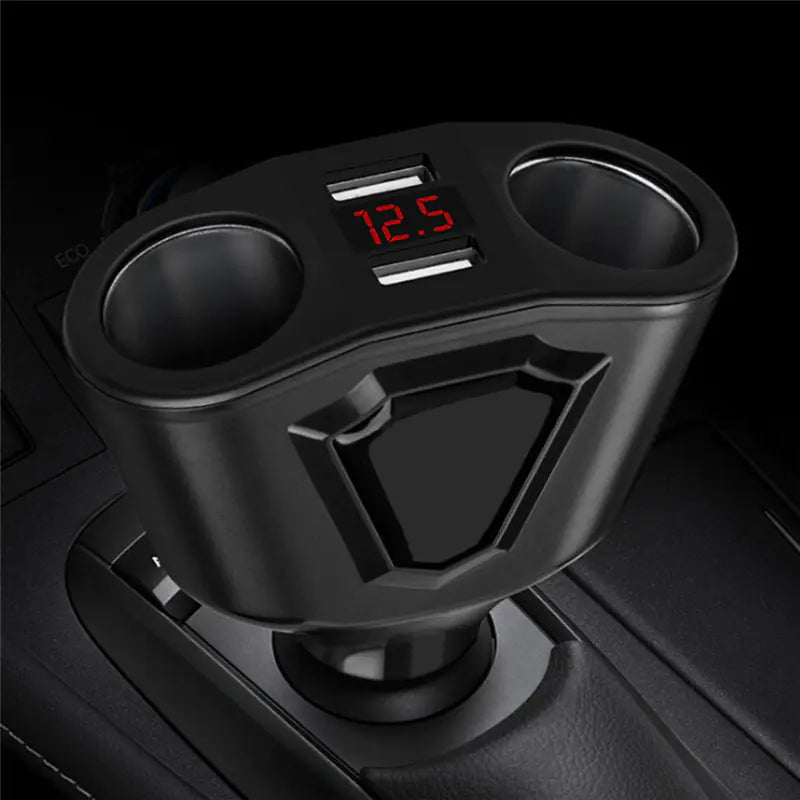 Car Charger with 4 USB Fast Charging Ports and Display