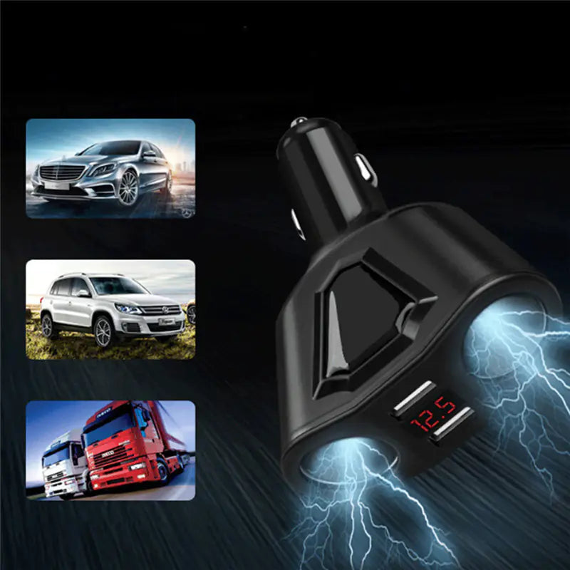 Car Charger with 4 USB Fast Charging Ports and Display