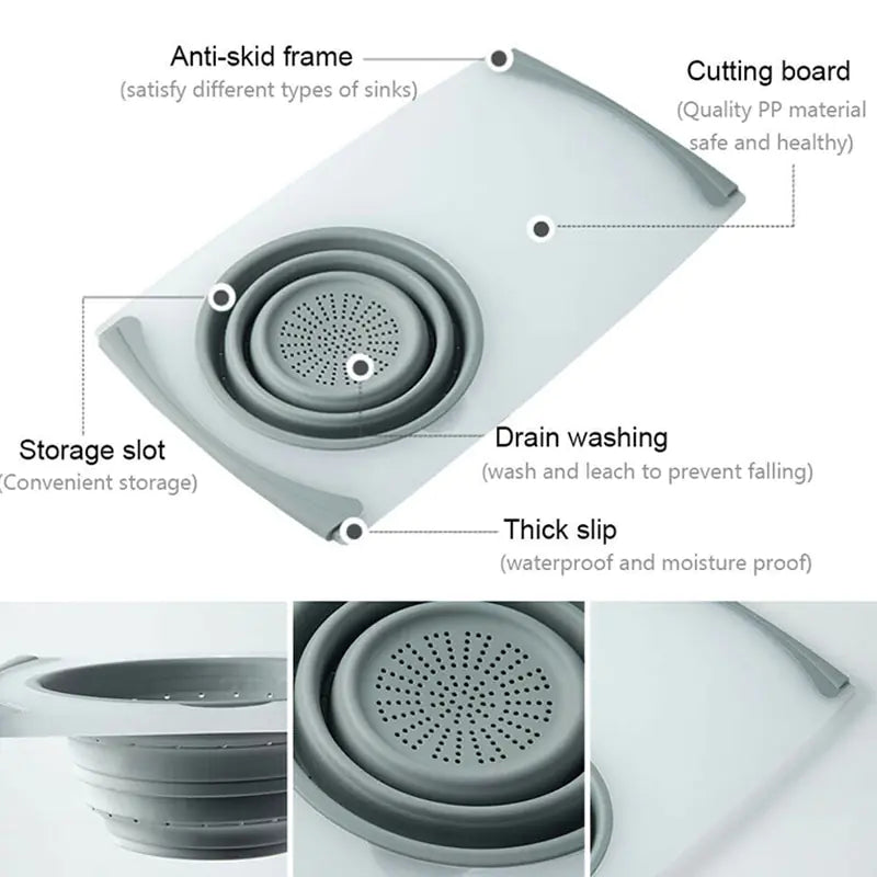 Multifunctional Kitchen Cutting Board with Drain Basket