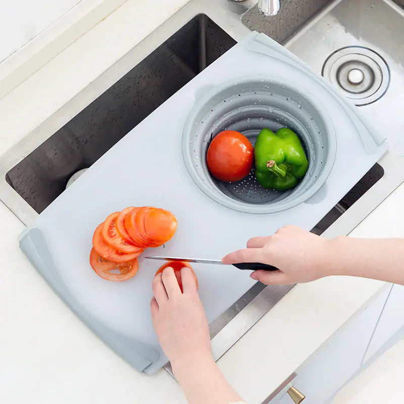 Multifunctional Kitchen Cutting Board with Drain Basket